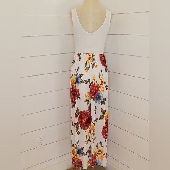 IRIS medium white floral mini dress with sheer maxi overlay - Picture 2 of 6